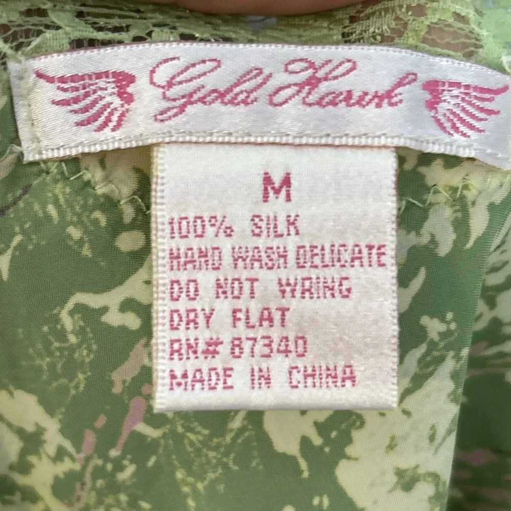 Gold Hawk Midi Silk Slip Dress‎ Women's Medium Tarragon NEW